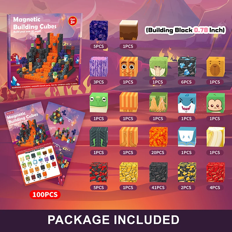 مجموعة مكعبات بناء البلاط المغناطيسي 100 قطعة، ألعاب جذعية للأطفال 3+، مجموعات بناء موضوع الدماغ الإيطالي ثلاثي الأبعاد، هدايا للأولاد والبنات #4