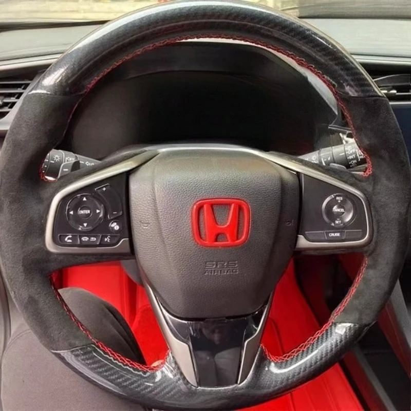 

Hand Stitched carbon fibre Suede Sports style Car Steering Wheel Cover For Honda Civic 10 2016-2020 CRV Clarity 2018-2021
