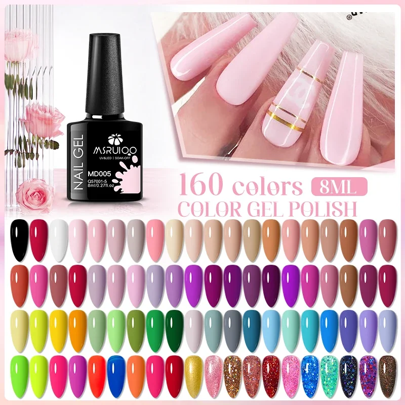 6 teile/satz 8ML Nagel Gel Polnisch Helle Rosa Semi Permanent Soak Off UV LED Gel Lack Nail art Design maniküre Kit Mit Box DIY