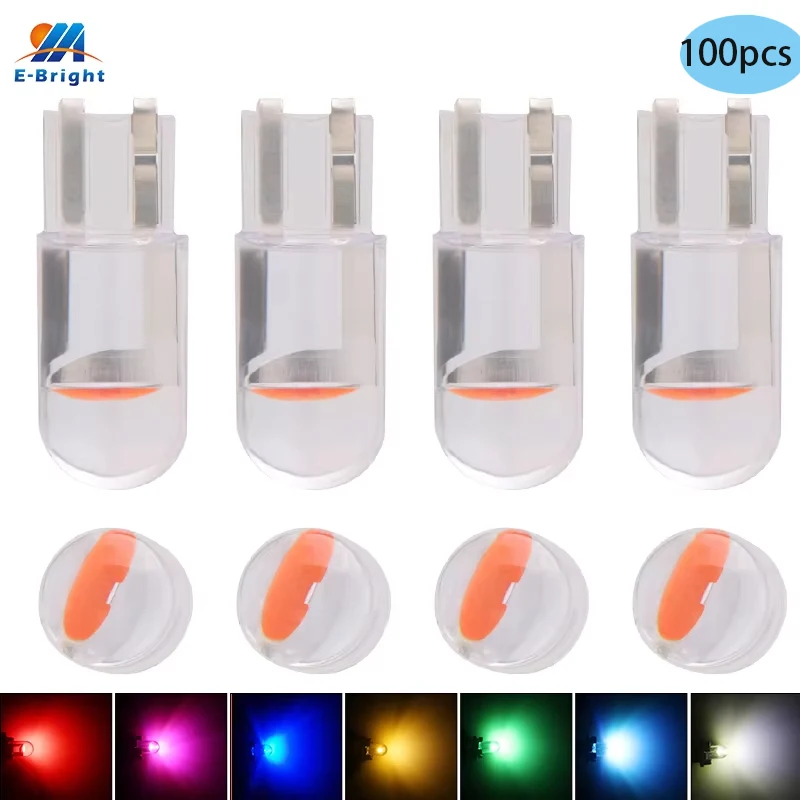 

100PCS T10 W5W LED Interior Car Bulbs 194 168 Dashboard Side Marker Lamps F10 0.5W 12V White Blue Red Yellow Green Pink Ice Blue