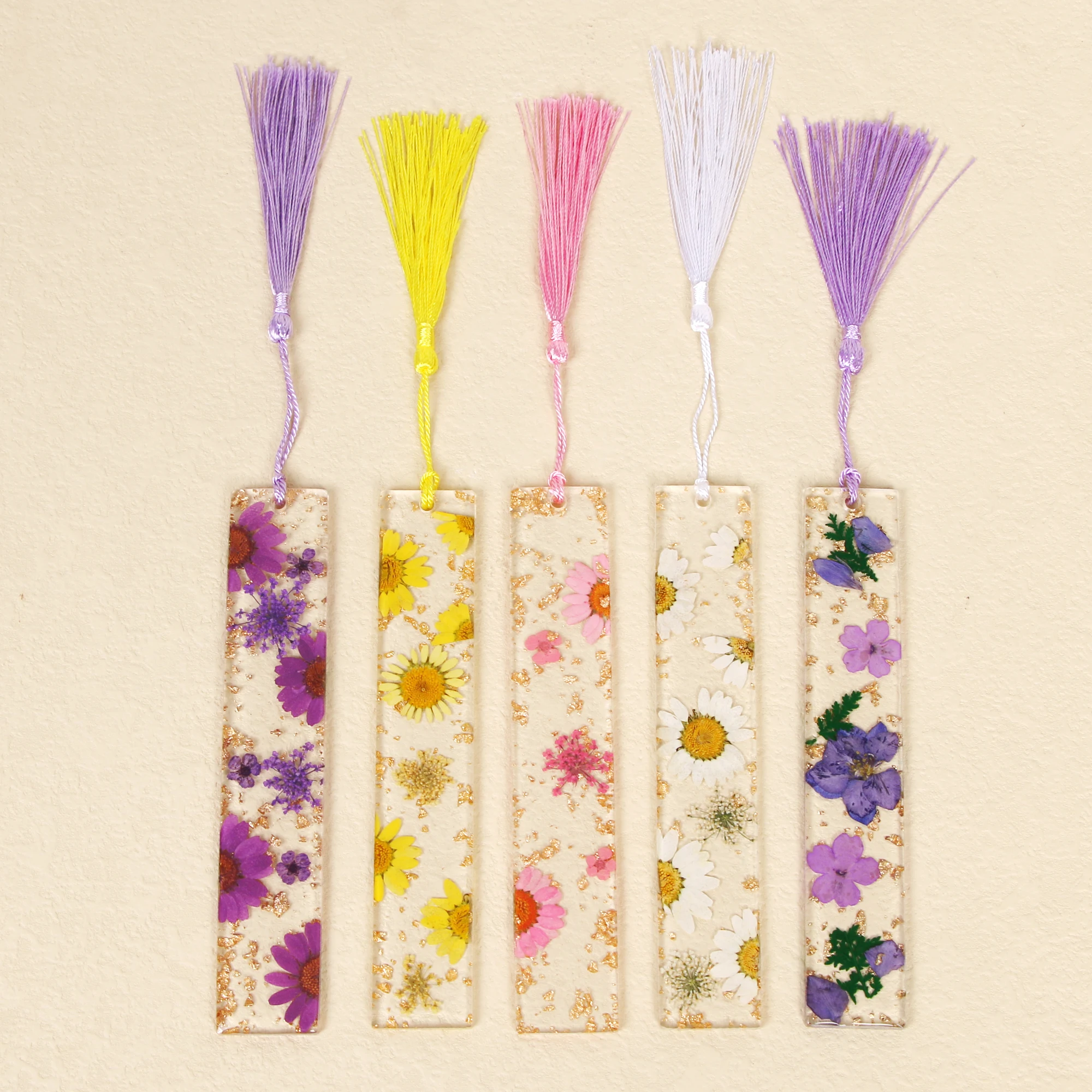 Creative Adhesive Bookmark Stationery Daisy Drip Glue Bookmark Dry Flower Reading Companion Teacher's Day Gift School Supplies