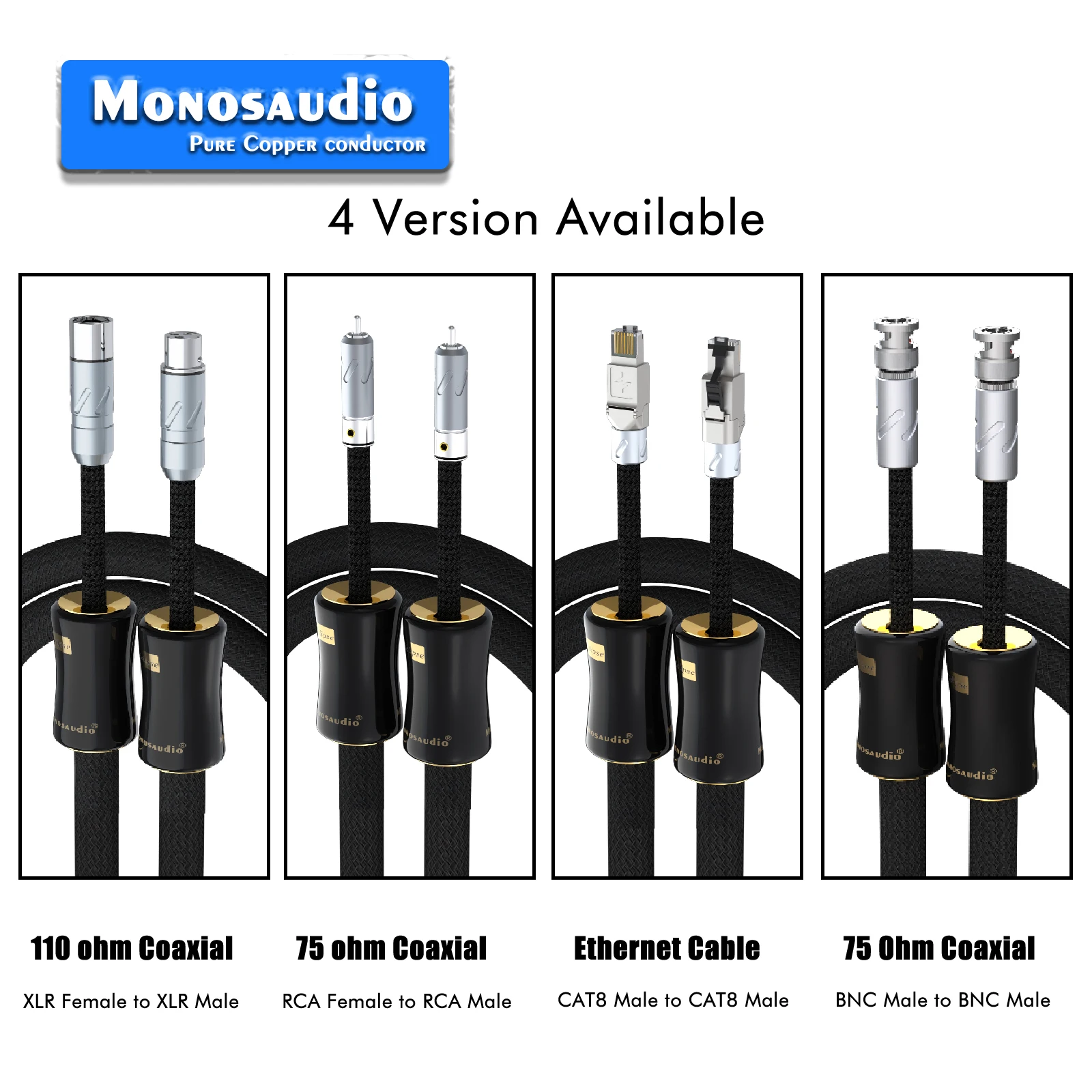 Monosaudio Eclipse Series Hi-end 99.9998% 6N Pure Silver AES/EBU Cable  Multi-layer Shielding for Studio Audio & HiFi System