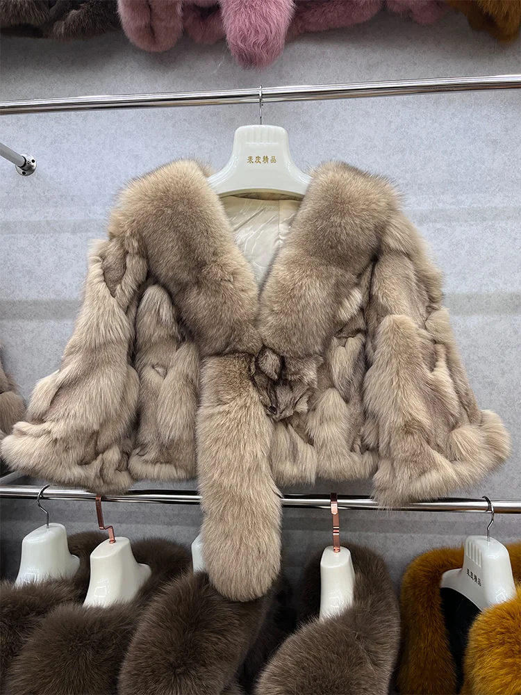 2026 Neue Damen Echtfuchs-Pelzmantel Natürlicher Fuchspelz-Jacke Luxuriöser Kleiner Pelzmantel Kurz- und Langarm-Oberbekleidung Bestseller
