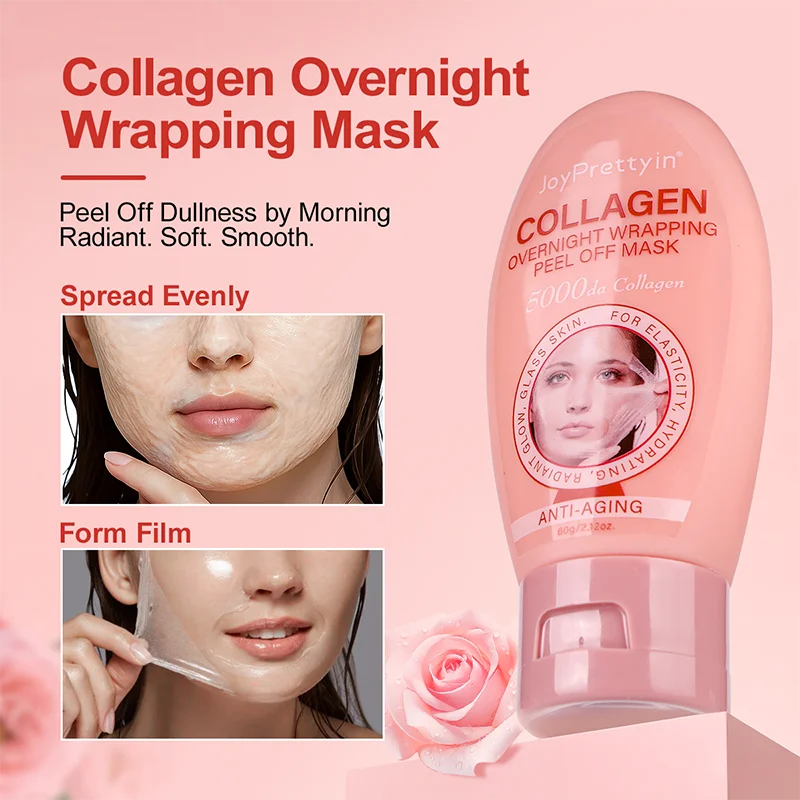 

JoyPrettyin Collagen Overnight Wrapping Peel Off Facial Mask Anti-Aging Whitening Hyaluronic Acids Moisturizing Skin Care