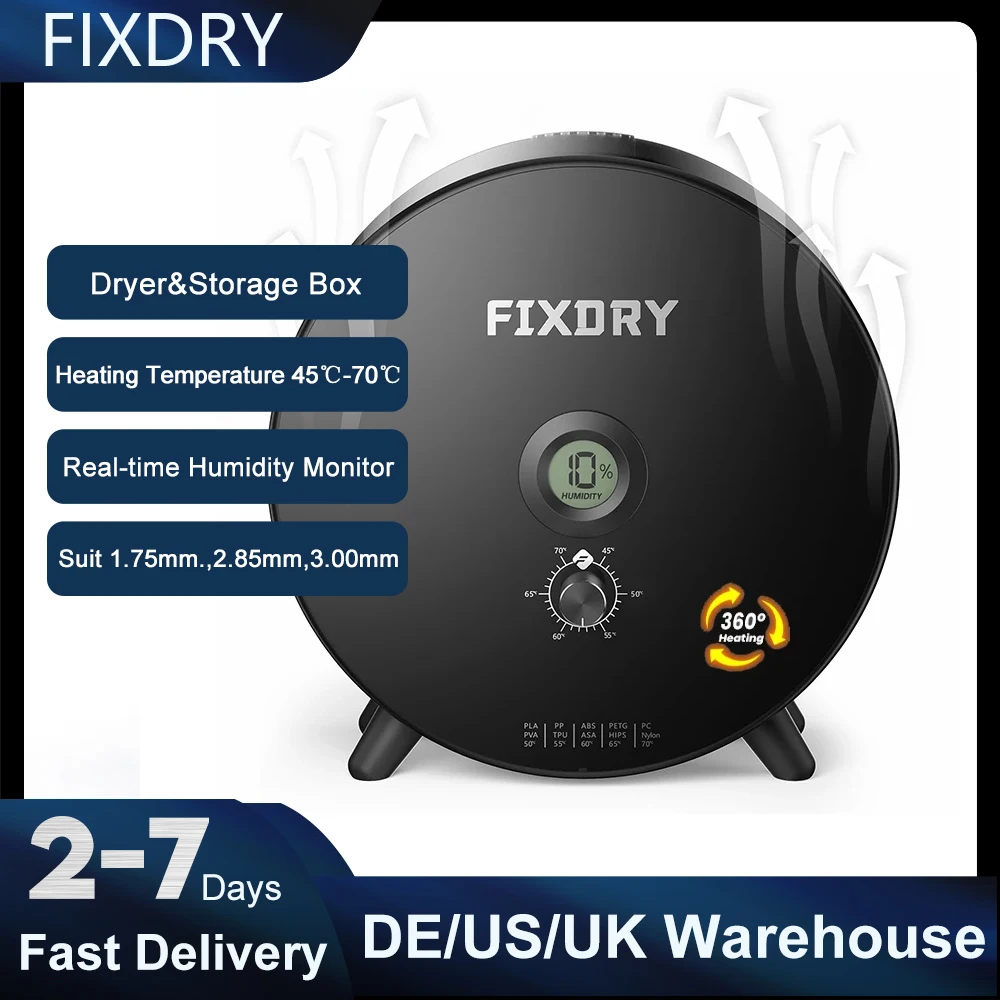 FIXDRY NT1Filament Dryer 1KG Filament Keeping Dry Storage Box Dehydrator Adjustable Temperature 45℃-70℃ 3D Printer Accessories