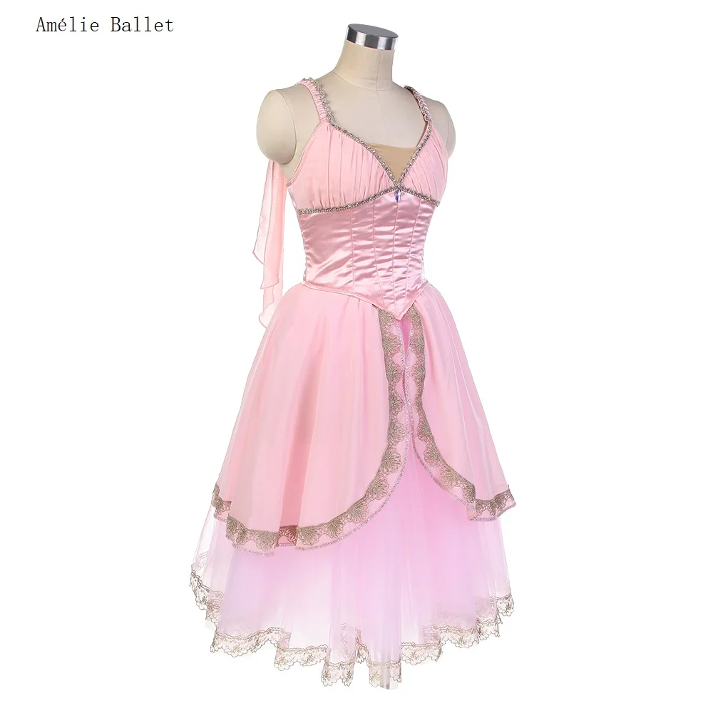 B24057 Professionelles Ballett-Tutu für Mädchen und Frauen in Rosa „Awakening of Flora Aurora“, maßgeschneidertes romantisches Ballett-Tutu