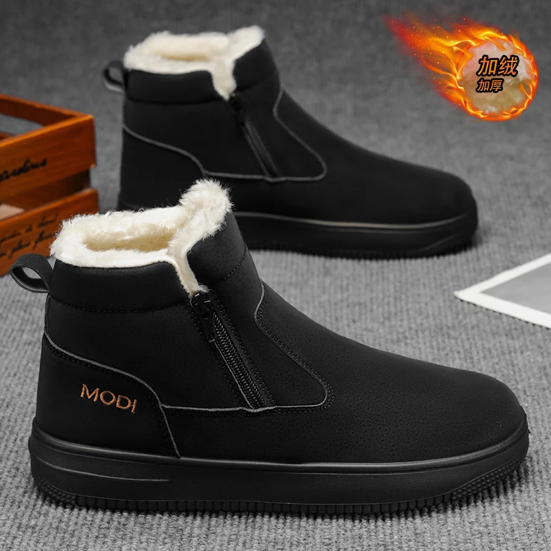 Versatile Slip on Fleece Lined Boots Cushion Reduce Foot Strain, Skid Proof Waterproof Base Light Warm Winter Daily Match