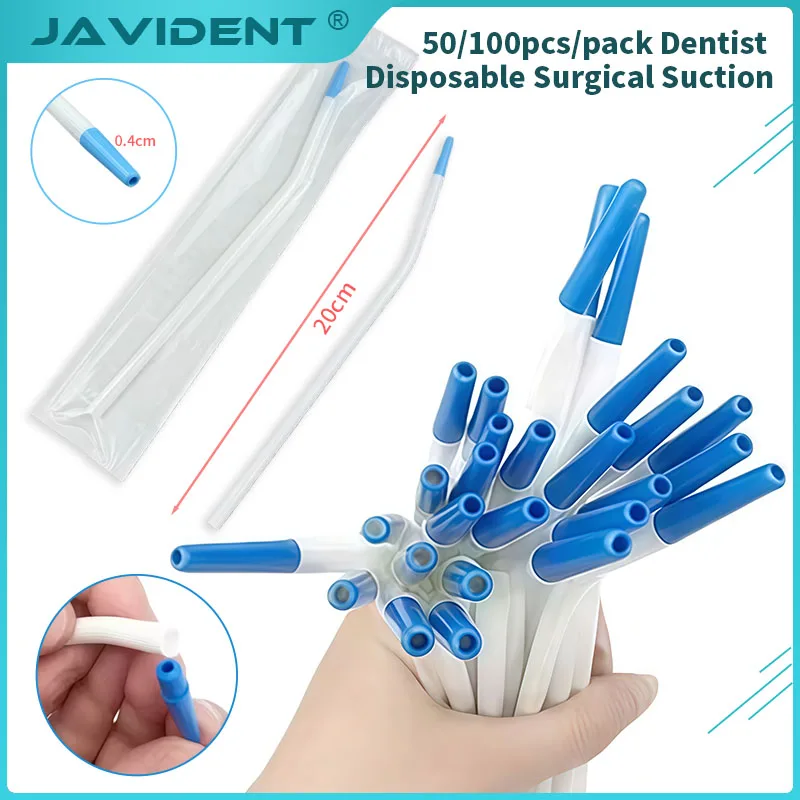 Dental Disposable Surgical Suction Tips and Suction Tube Convertor French Elbow Straws Long Slim Type Dental Clinic Tools