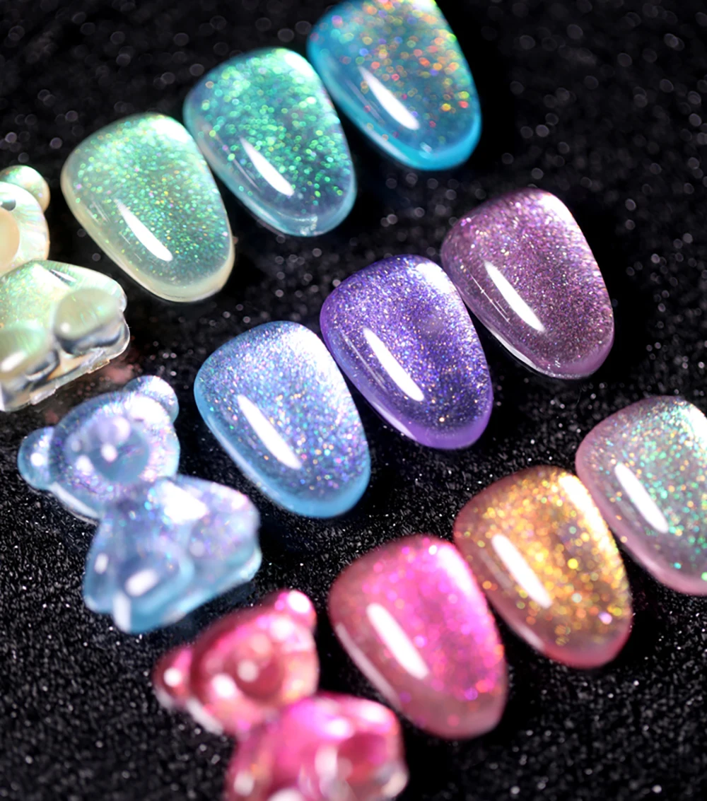 Vendeeni 9 Farben Perlmutt-Farbgel-Nagellack Glänzender Aurora-Effekt UV-Soak-Off-Gel-Lack Meerjungfrauen-Gel-Lack für Nagelkunst – Detail 8