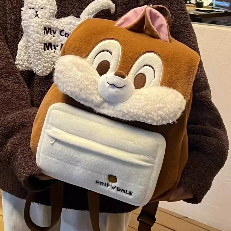 Chipmunk Chip Dale Plush Backpack Women's Chichititi Cartoon Backpack Large Capacity Backpack Travel Bag cute Doll School Bag