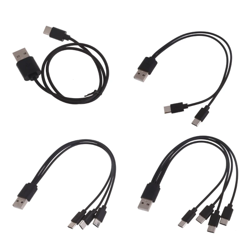 Adaptador de Cable de carga tipo C para portátil y tableta, convertidor 4 en 1 de 4 puertos, Conector de Cable duradero, divisor de carga rápida de