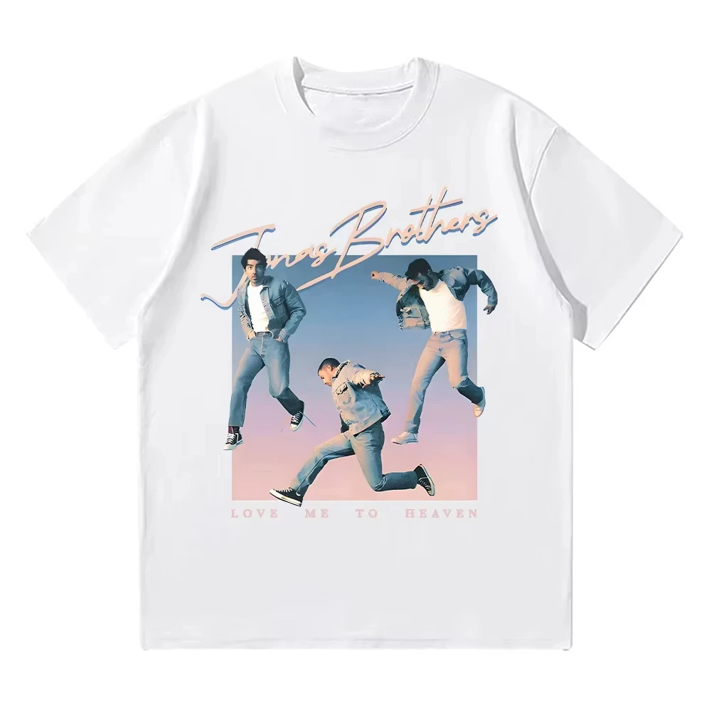 2026 Love Me To Heaven Blue Retro Tee Jonas Brothers Music Cotton Summer Trends Aesthetic Women Men Short Sleeve Y2K T-shirts
