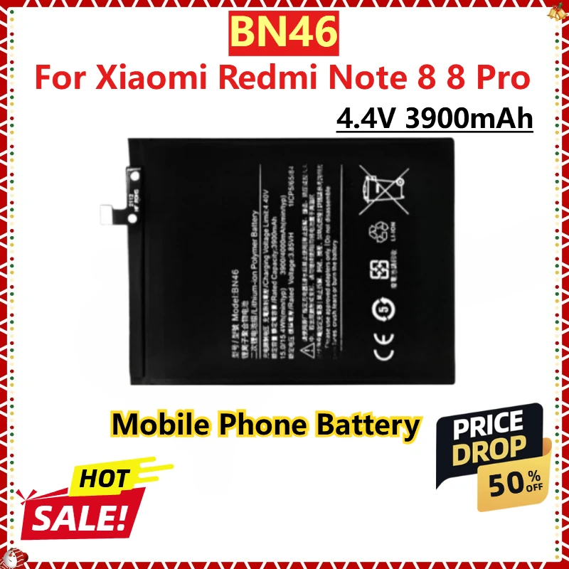 

Для Xiaomi Redmi Note 8 8 Pro новый сменный аккумулятор для мобильного телефона BN46 BM4J 4,4 В 3900 мАч долговечный