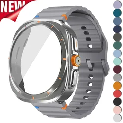 Case+Strap for Samsung Galaxy Watch 7 6 40mm 44mm Silicone Band Tempered Glass Film Protective Case Upgrade Galaxy 7 Ultra 47mm