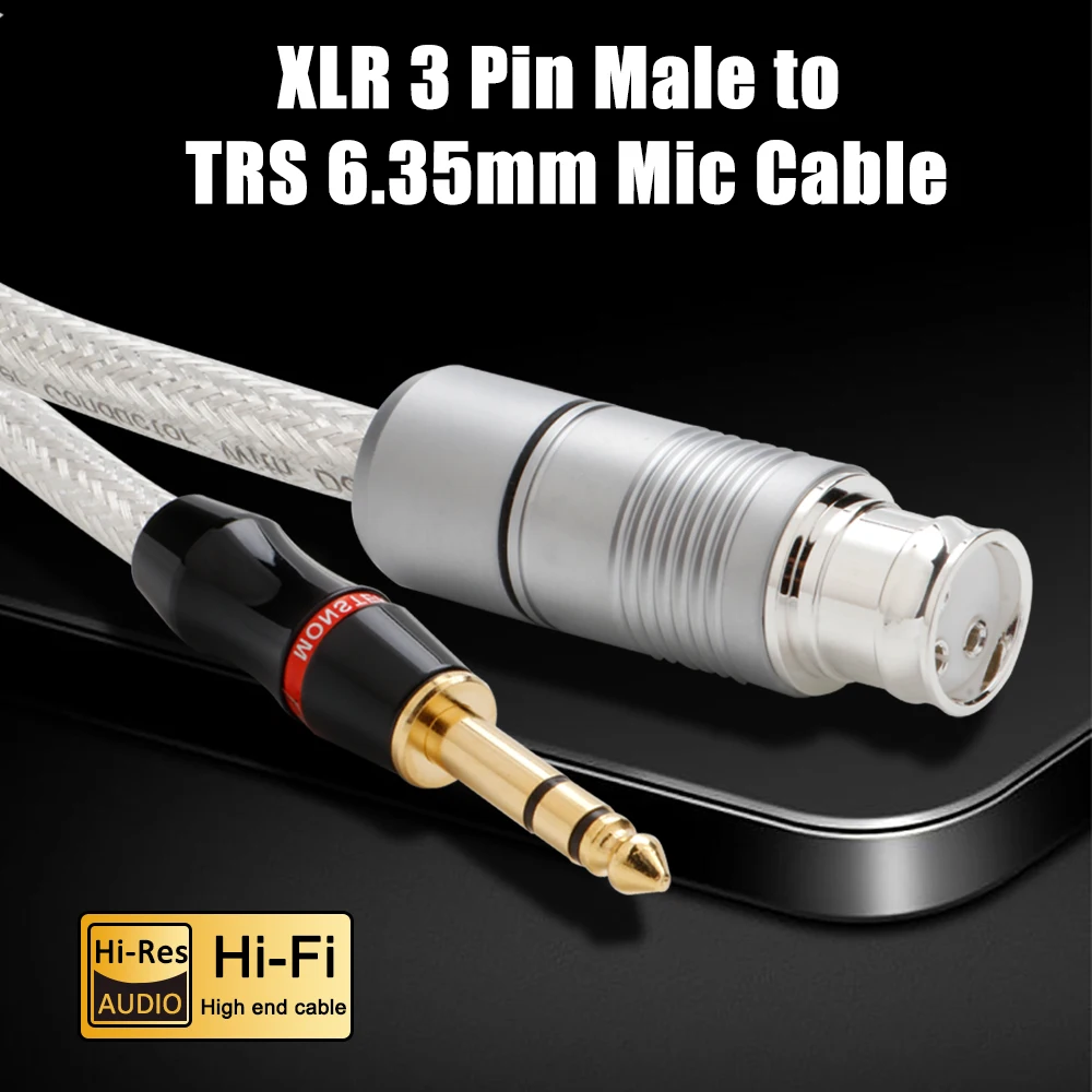 

Hi-End 100% Pure Solid Silver Cable 6.35mm Male to XLR Male 1/4'' 3pin XLR Microphone Audio Cable for Speaker Guitar Amplifier