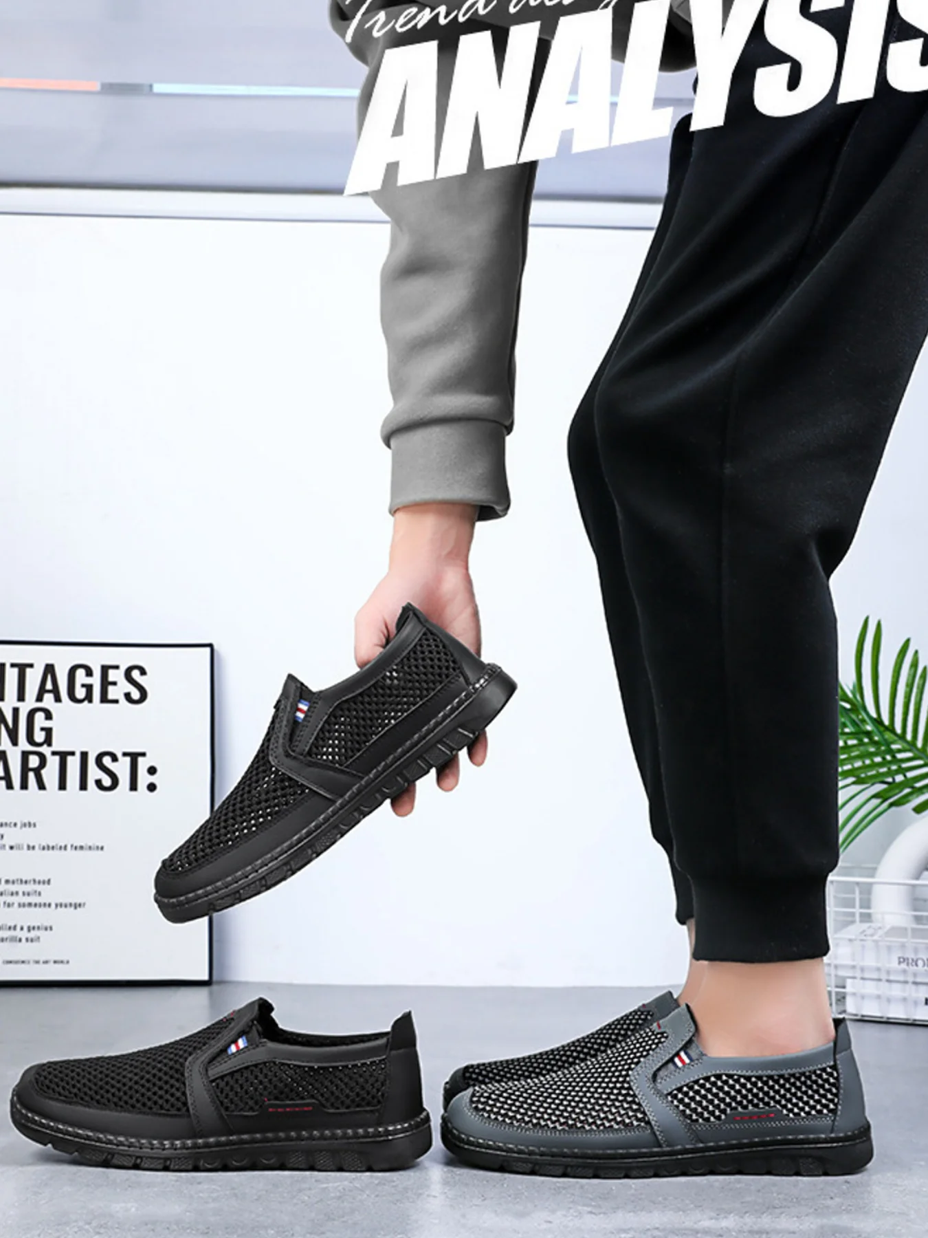 أحذية رياضية رجالية بفتحات تهوية متعددة الأوجه، مزيلة للروائح الكريهة دون تغطي القدمين أحذية رياضية كاجوال مصممة