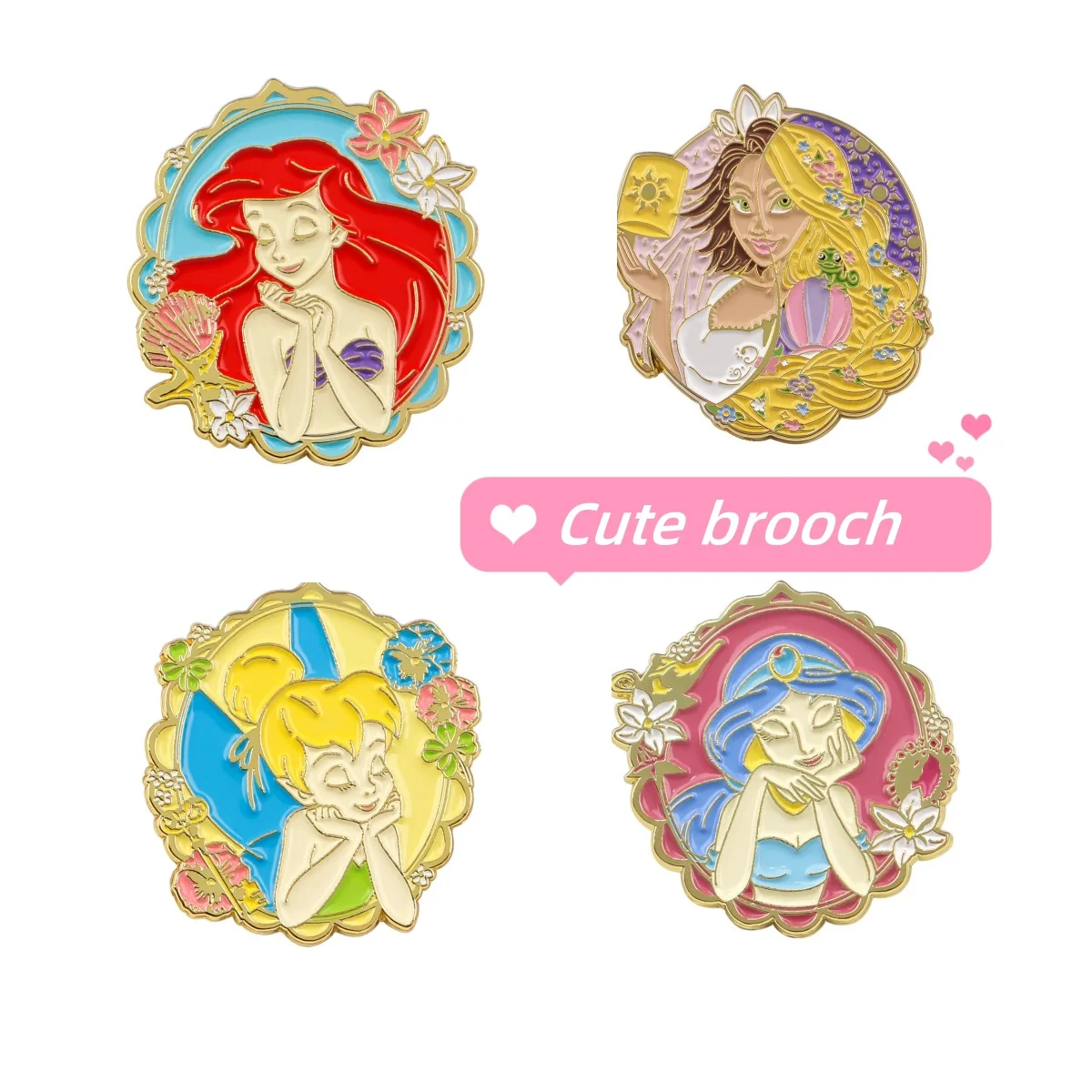

Disney princess cartoon beautiful brooch badge clothing backpack accessories alloy cute pendant bulk wholesale halloween