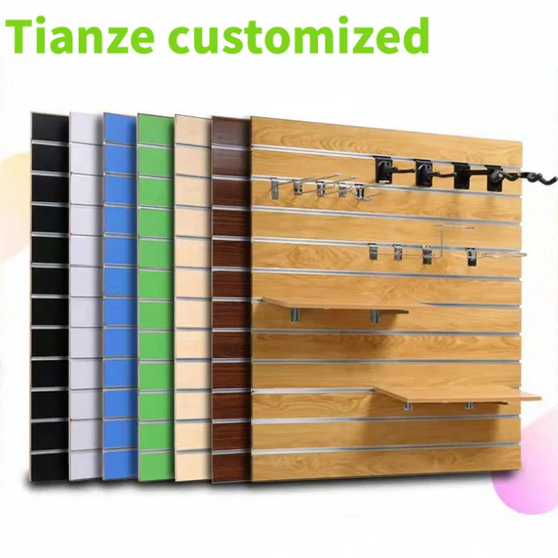 

(customized)2440x1220x15/18mm heavy duty melamine finished Slot MDF Aluminum slat wall panel board used Store display