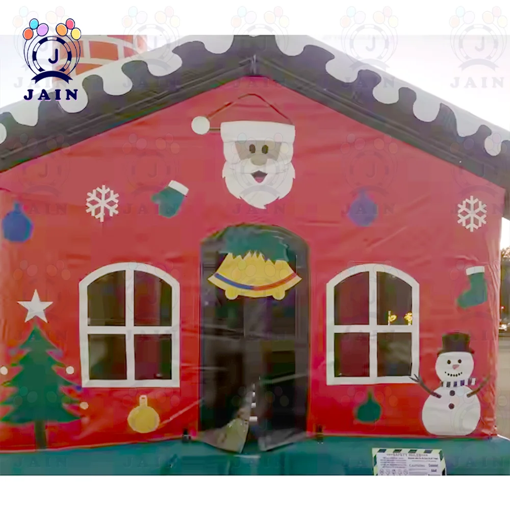 Inflatable Christmas Bouncy Castles Christmas Ornaments Christmas House With Air Blower Inflatable Bounce House For Party Event