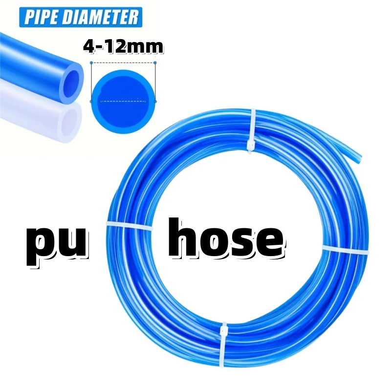PU Pneumatic Air Hose 4mm 6mm 8mm 10mm 12mm Blue Pneumatic PU Hose for Air Brake System or Liquefaction 10 Meters 32.8 Feet