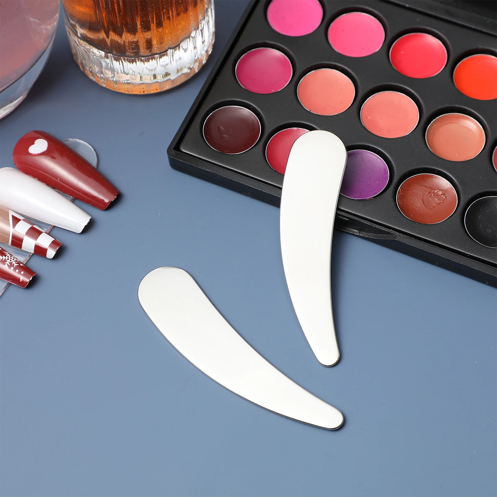 

2Pcs Mini Stainless Steel Spatula Face Cream Scoop Small Makeup Tool Skincare Applicator Metal Beauty Facial Scraper