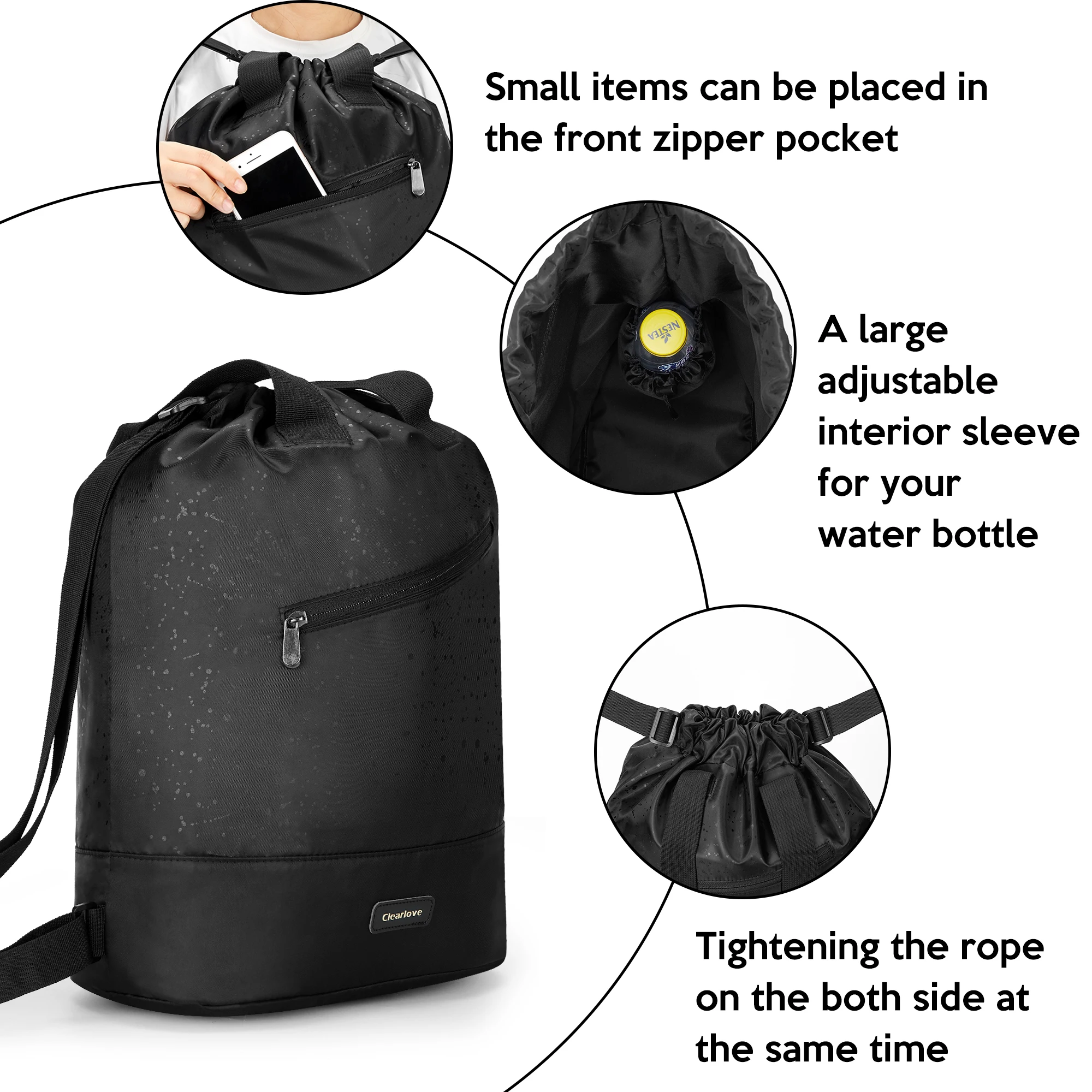 Composite Nylon Bundle Pocket Backpack Outdoor Backpack Black Reflective