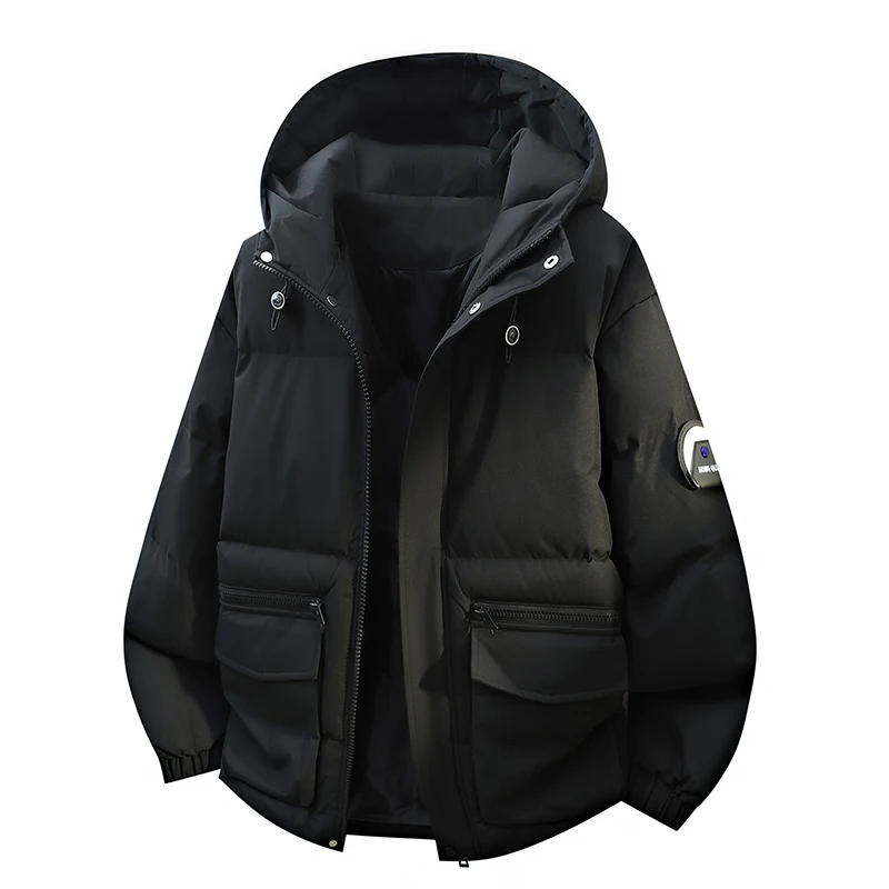 

Men's Winter Thiened White Du down Jaet with Hat Casual Lightweight Outdoor Ci Leisure Youth Trendy Warm Coat