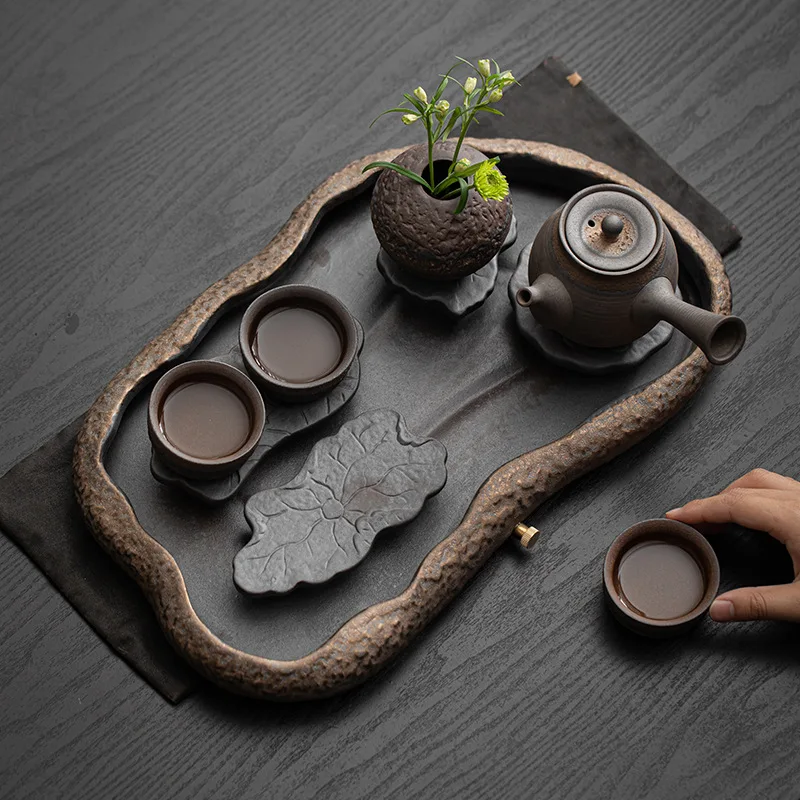 

Ceramic Kung Fu Tea Set Zen TeaTray, Teapot, Teacup, Tea Infuser Living Room Office Feng Shui Fortune
