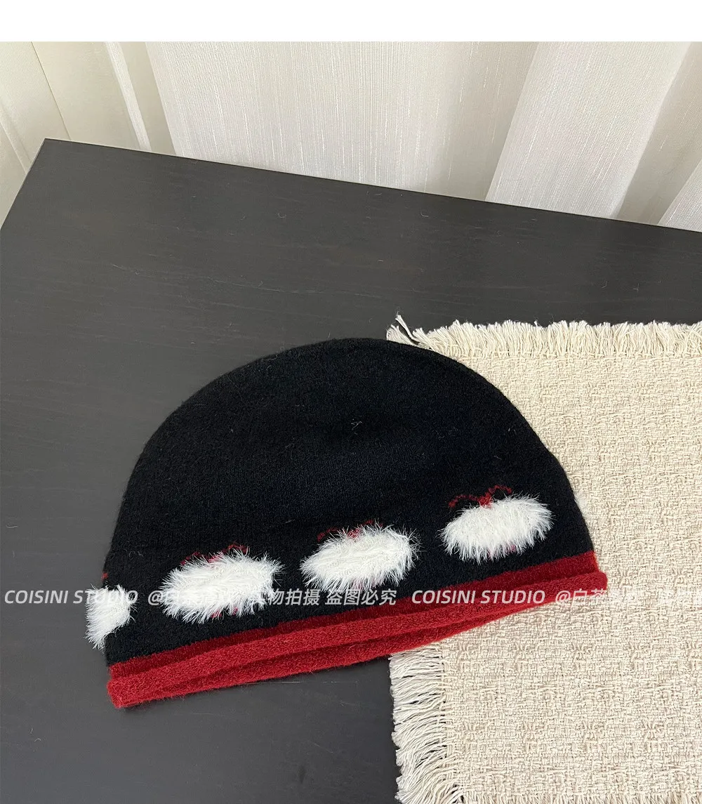 Niedliche Cartoon-Tier-Strickmützen für Damen, 3D-Flauschige Plüsch-Dekoration, Kurzschirm-Mütze, Weiche Flauschige Warme Winter-Streetwear-Beanie – Detail 15