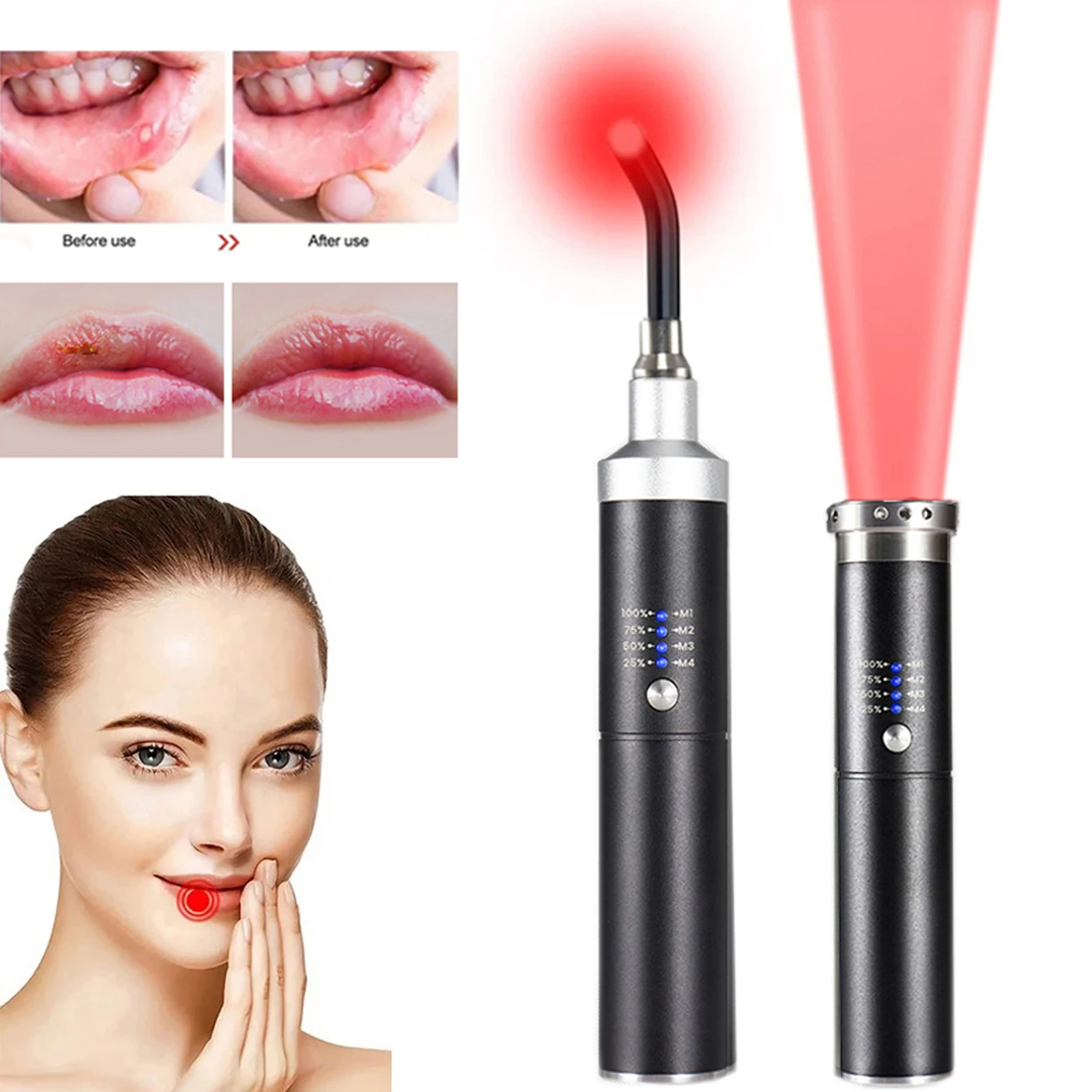 

Professional Red Light Infrared Therapy Device Sore Canker Lip Handheld Oral Physiotherapy Wand Ear Nose Knee Health Pain Relief