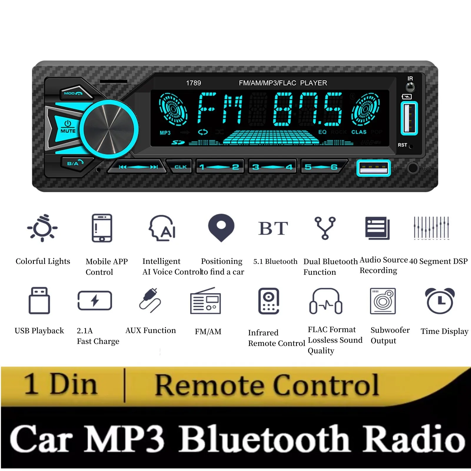 

Автомагнитола 1Din, стерео, Bluetooth, mp3-плеер, FM-приемник с дистанционным управлением, AUX/USB/TF карта в комплекте