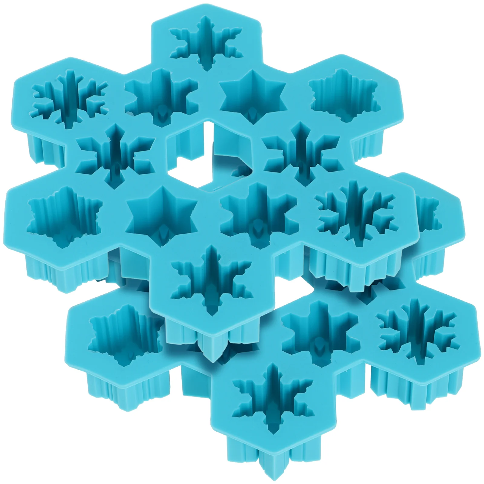 

2 Pcs 12 Grids Silicone Ice Cube Trays Snowflake Shaped Chocolate DIY Mould Cupcake Dessert Baking Mold (Sky-blue)