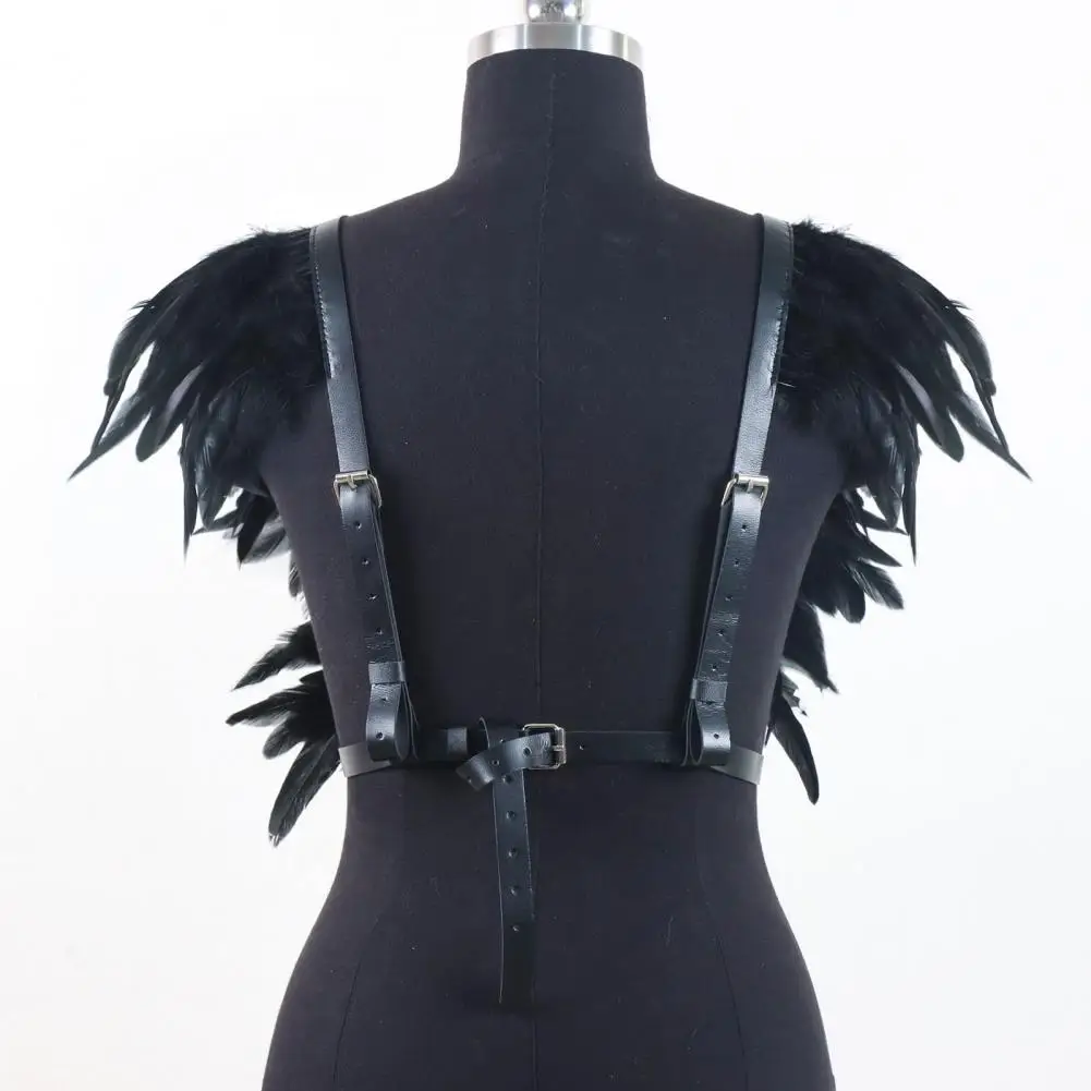 Punk Shoulder Strap Adjustable Strap Feather Wrap Feather Shawl Punk Faux Leather Costume Armour Halloween for Performance