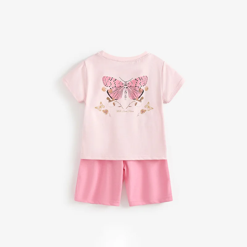 

malweeGirls' outfit cute little girl round neckTChildren's summer sweatshirt and pants two-piece set