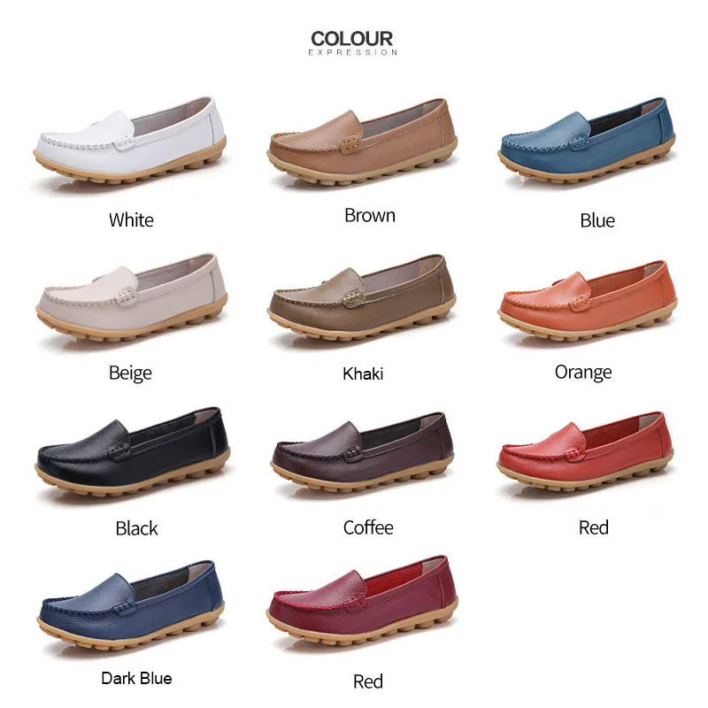 Real cowhide mother shoes cover feet shallow mouth shoes tendon sole lazy shoes low top nurse shoes casual D006