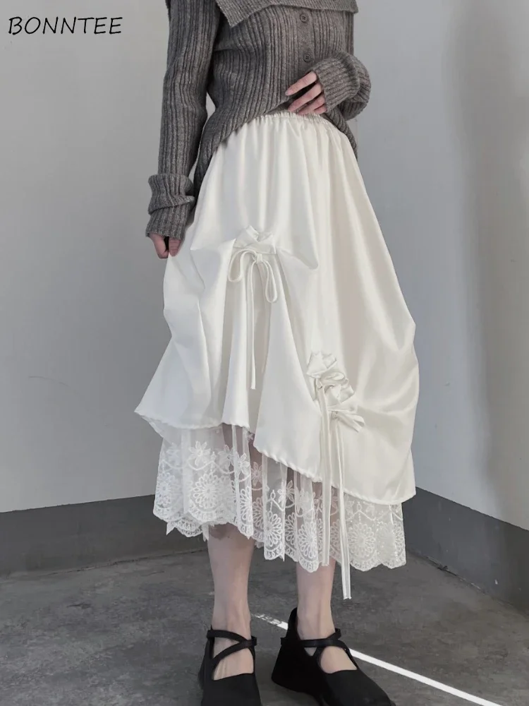 

Юбки с высокой талией для женщин, бальное платье, эстетическое кружево, нерегулярные Faldas, сексуальная шикарная индивидуальная уличная одежда, универсальный японский стиль