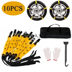 10PCS Snow Chains Car Winter Wheel Chain Motorcycle Off Road Anti-skid Tire Chain Winter Car Anti-slip Nylon Chains For Snow