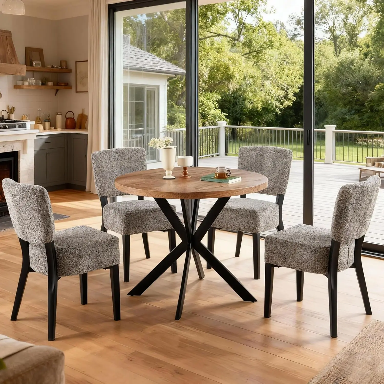 #Stackable Dining Chairs Set of 4, Modern Fabric Upholstered Kitchen Side Chairs, Mid Century Modern Dining Room, Customized