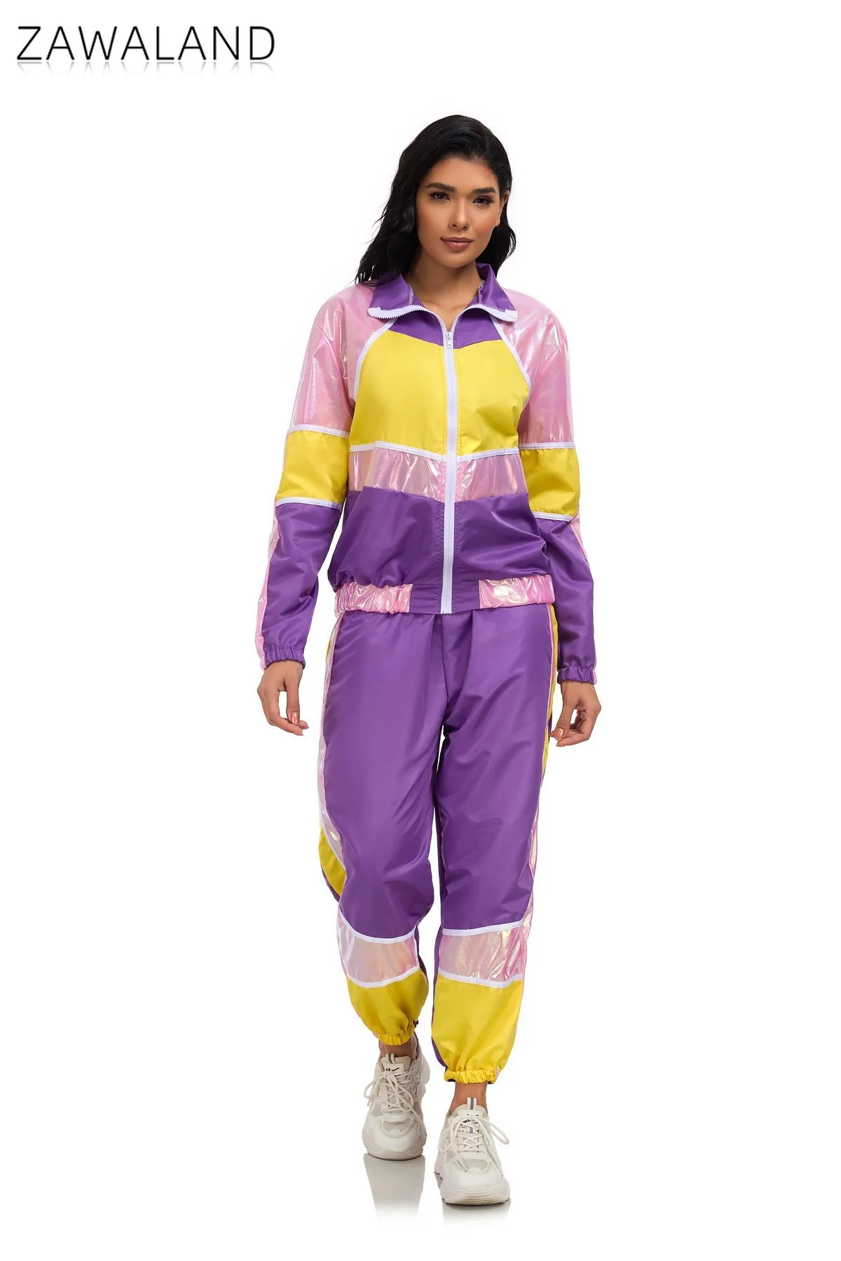 Hip-hop Disco Cosplay Costumes Women Long Sleeve Sportswear Set Halloween Party Performance Jacket and Pants Retro Stage Outfits