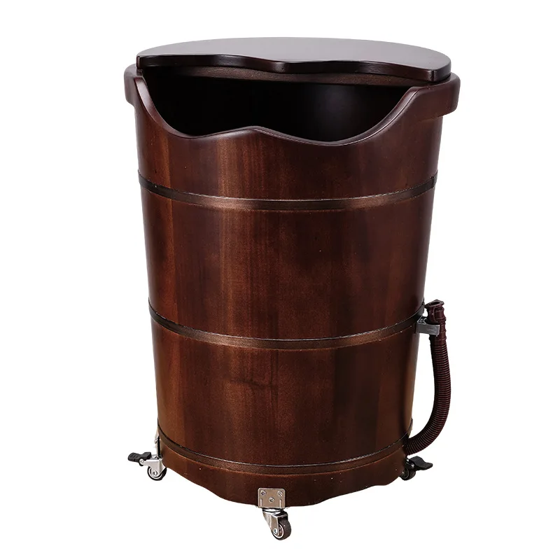DSA foot soaking bucket over calf high and deep bucket foot washing wooden bucket wooden basin household with wheels with row