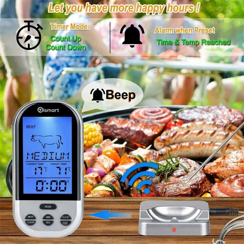 

Digital Wireless Food Meat Oven BBQ Thermometer Remote Probe Cooking Set Grill