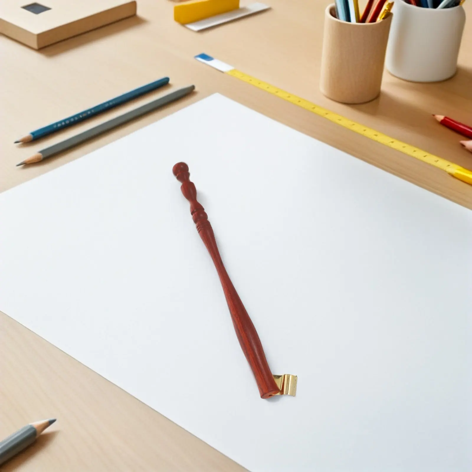 Wooden Calligraphy Dip Pen Holder Ergonomic Rosewood Oblique Pen Handle Removable Nib Holder for Painting Writing Drawing Comic