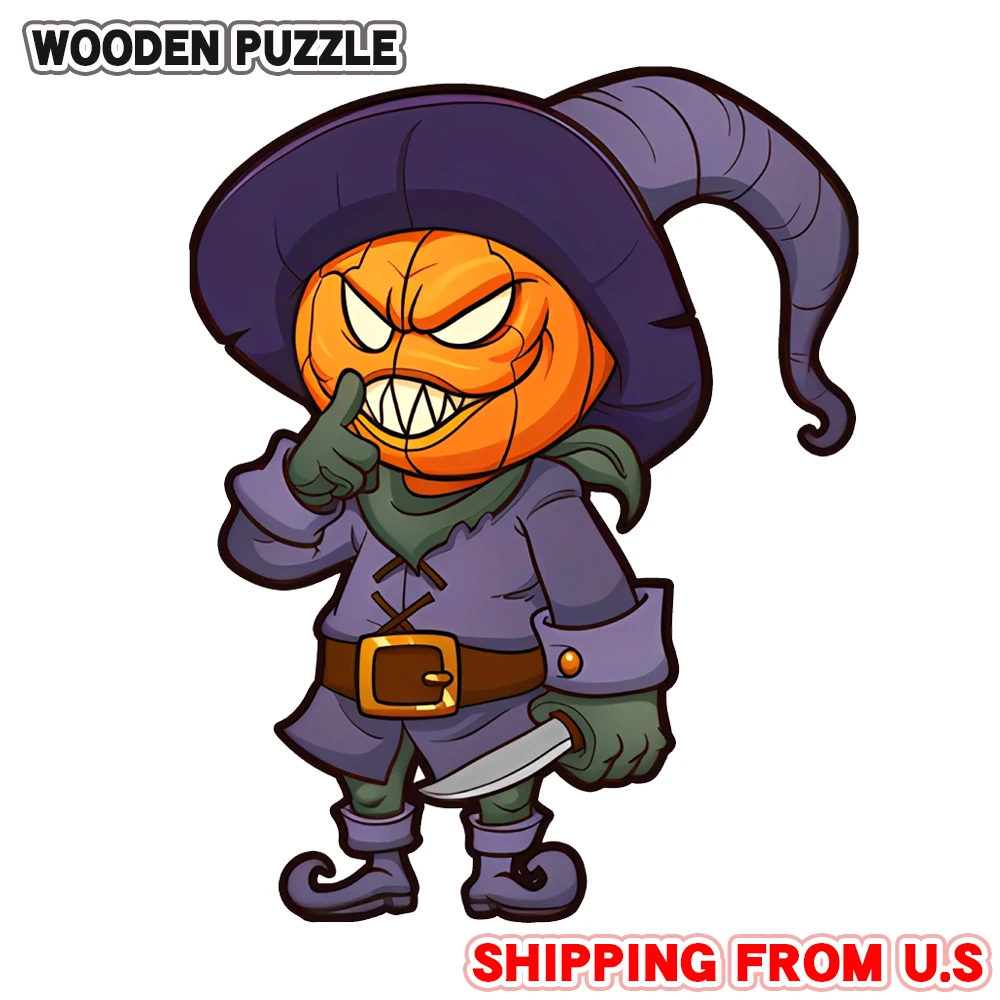 Puzzle en bois d'Halloween pour adultes, sorcière de forme irrégulière, adapté comme cadeau de défi pour les petits amis, jeu de famille de grande difficulté