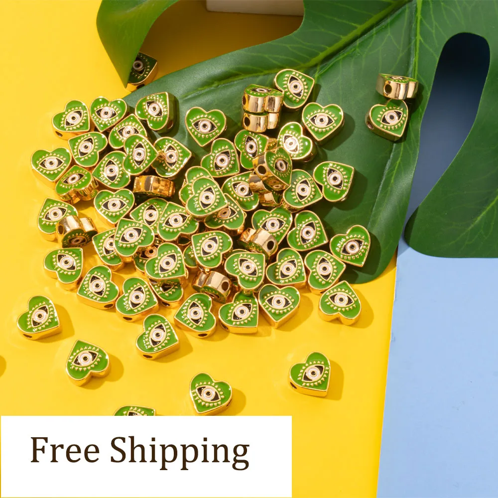 

10PCS Heart Shape Eye Charms Gold Plated Beads for Jewelry Making DIY Handmade Bracelets and Necklace Jewelry Beads Suppliers