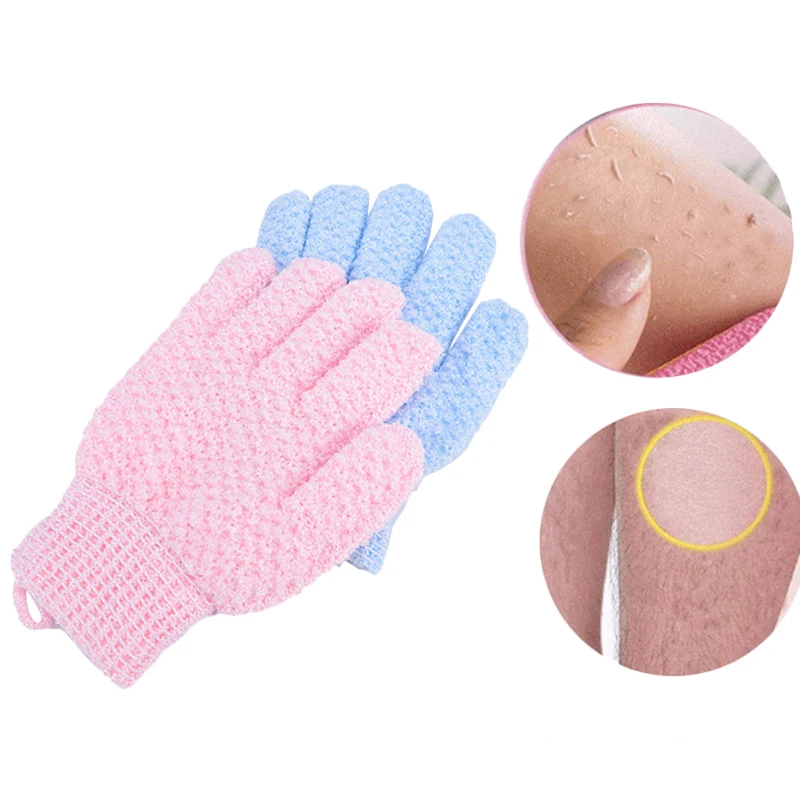 1Pc Bad Voor Peeling Exfoliërende Handschoen Voor Douche Lichaamsborstel Vingers Handdoek Lichaamsmassage Spons Wassen Hydraterende Spa Schuim