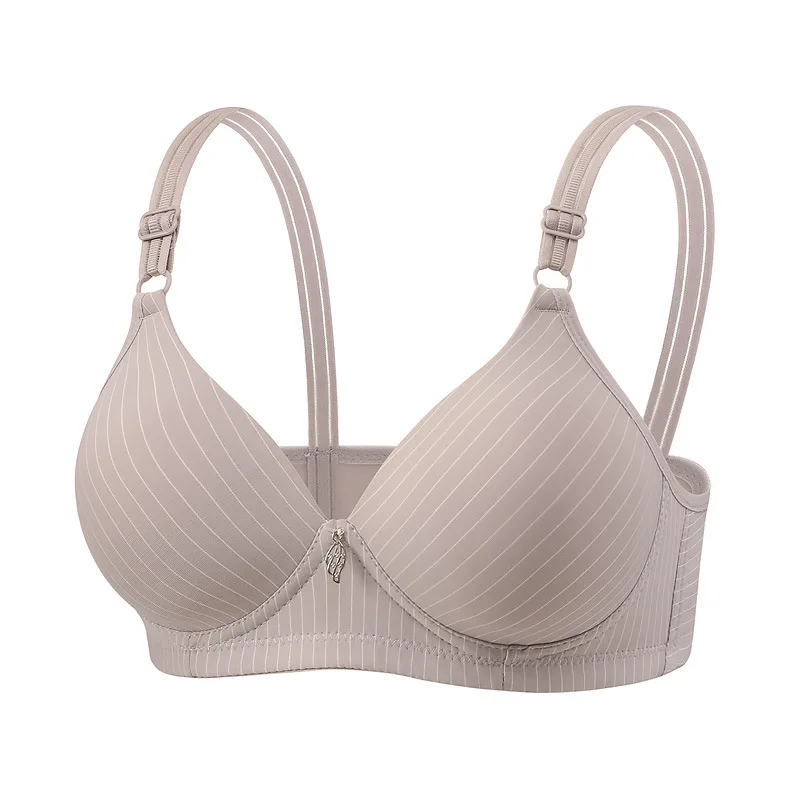 Strip Woman's Bra Three-row Hooks Fixed Double Shoulder Straps Sweat-wicking Girl Side Support Reduce Side Lady Breast Spillage