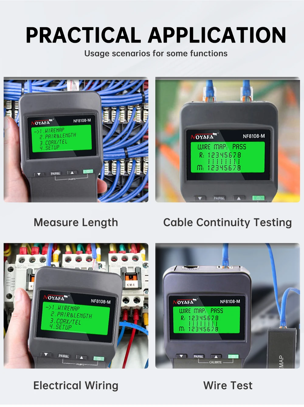 NOYAFA NF-8108M Netzwerkkabeltester Professioneller RJ45-Tester Längenmessung Kabelverfolger POE-Netzwerkwerkzeuge – Detail 3