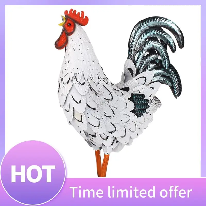 

B69C Chicken Decorative Metal Standing Animal Sculpture For Backyard Patio And Lawn Decoration