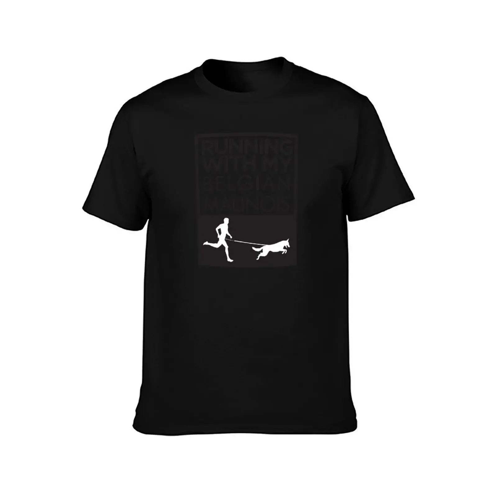 Running with my belgian malinois T-Shirt luxury clothing labubu blacks hippie clothes Man t-shirt men tshirt