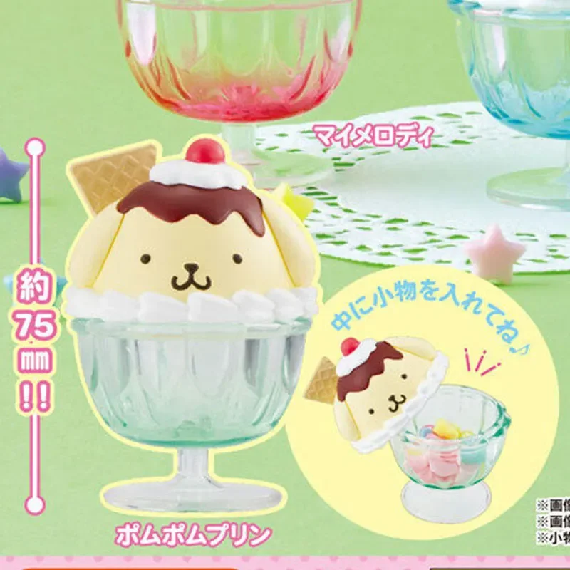 BANDAI Capsule Toys Kitty White My Melody My Melo Pompompurin Dessert Cup Style Series Sanrio Action Figures Model Original